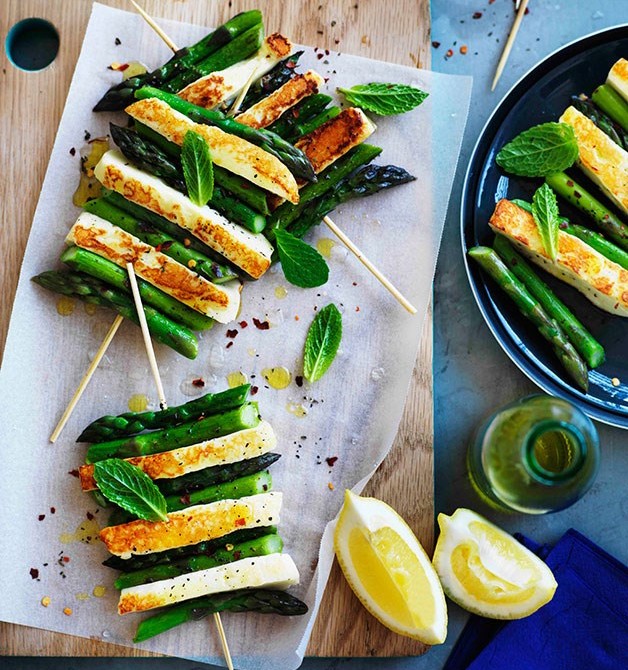 Haloumi and Asparagus skewers Haloumi and Asparagus skewers